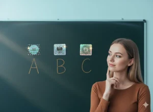 Kobieta porownuje naklejki na legitymacje studencką 31-03-26